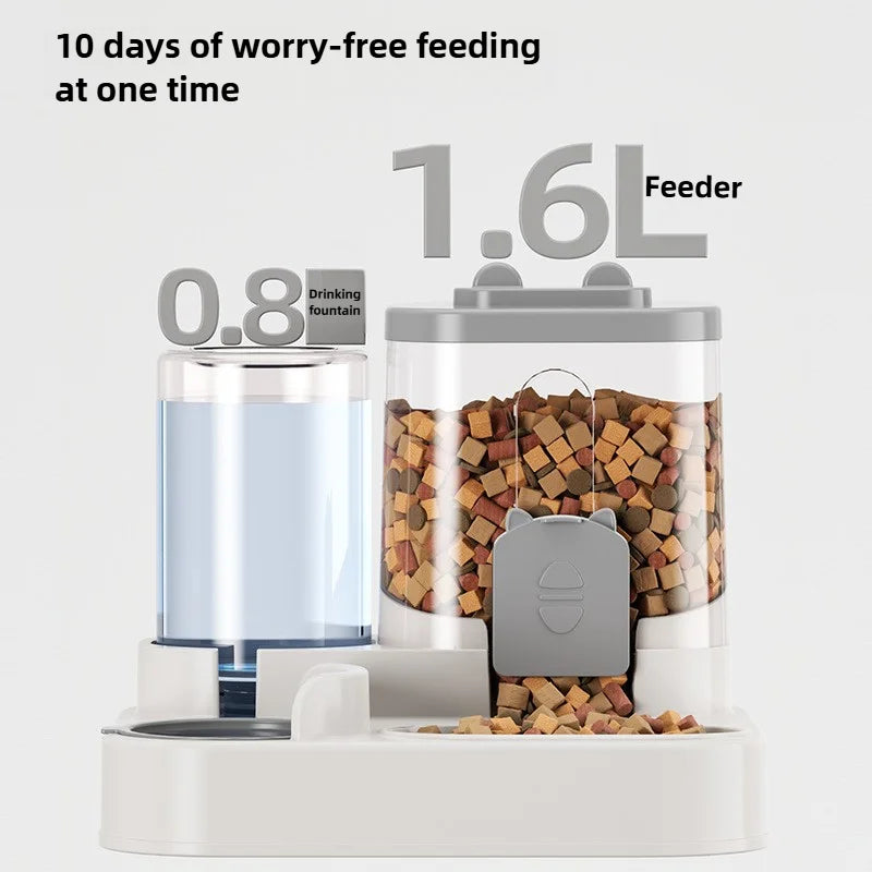 Gamelle Automatique pour Chat — Distributeur de Croquettes & d'Eau par Gravité
