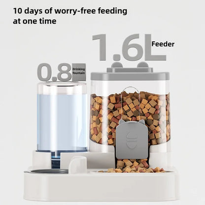 Gamelle Automatique pour Chat — Distributeur de Croquettes & d'Eau par Gravité
