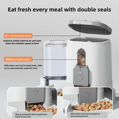 Gamelle Automatique pour Chat — Distributeur de Croquettes & d'Eau par Gravité