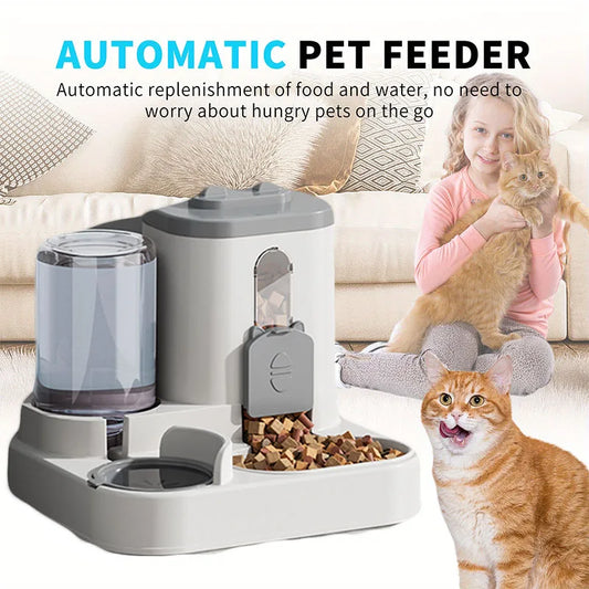 Gamelle Automatique pour Chat — Distributeur de Croquettes & d'Eau par Gravité